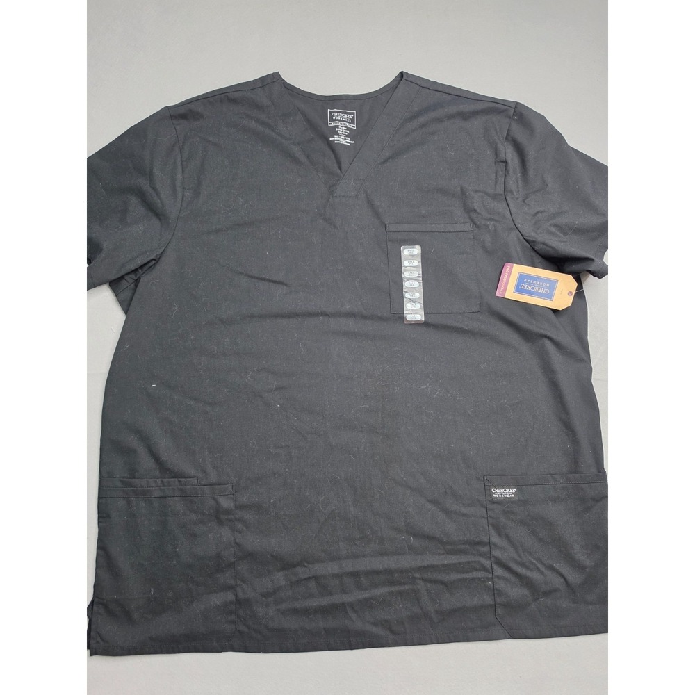 Cherokee Authentic Scrub Top Men's 3XL Black Cotton Workwear Professionals NWT